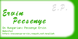 ervin pecsenye business card